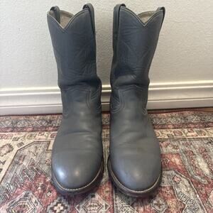 Cowtown Men’s Gray Leather Roper Boots Western Cowboy Horses Size 11 EE